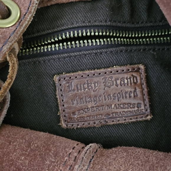 LUCKY BRAND vintage real suede asymmetrical hobo bag - Picture 2 of 3